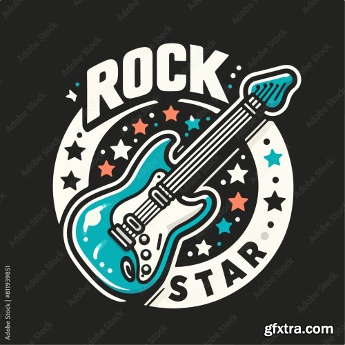 Guitar And Rock Star Text 12xAI