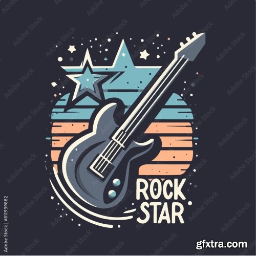 Guitar And Rock Star Text 12xAI