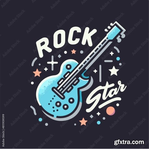 Guitar And Rock Star Text 12xAI