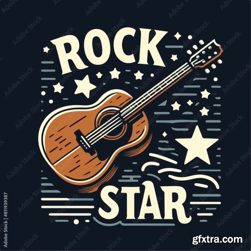 Guitar And Rock Star Text 12xAI