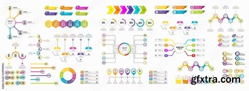 Set Of Infographics Elements Data Visualization Template Design 12xAI