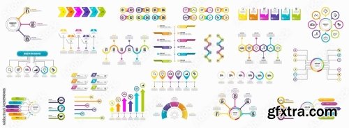 Set Of Infographics Elements Data Visualization Template Design 12xAI