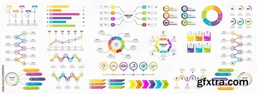 Set Of Infographics Elements Data Visualization Template Design 12xAI