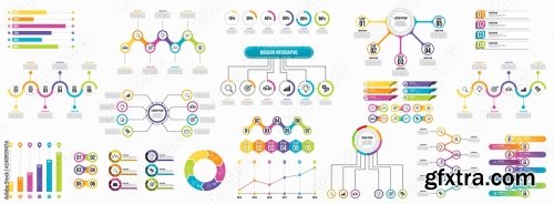 Set Of Infographics Elements Data Visualization Template Design 12xAI