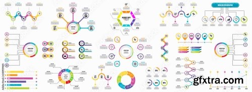 Set Of Infographics Elements Data Visualization Template Design 12xAI