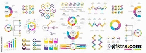 Set Of Infographics Elements Data Visualization Template Design 12xAI