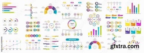 Set Of Infographics Elements Data Visualization Template Design 12xAI