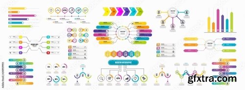 Set Of Infographics Elements Data Visualization Template Design 12xAI