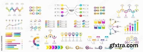 Set Of Infographics Elements Data Visualization Template Design 12xAI