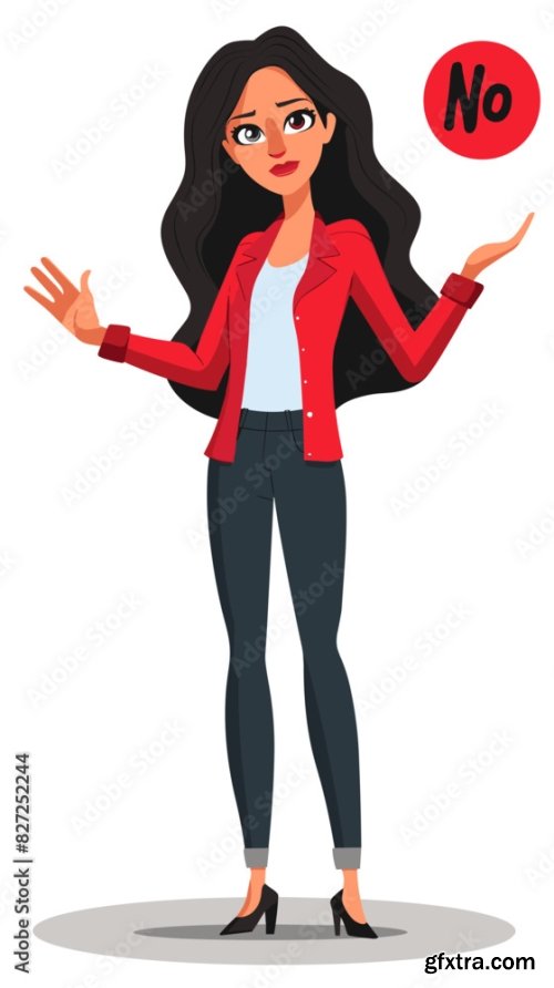 Assertive Woman Gestures No With Raised Hand 12xAI