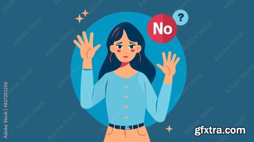 Assertive Woman Gestures No With Raised Hand 12xAI