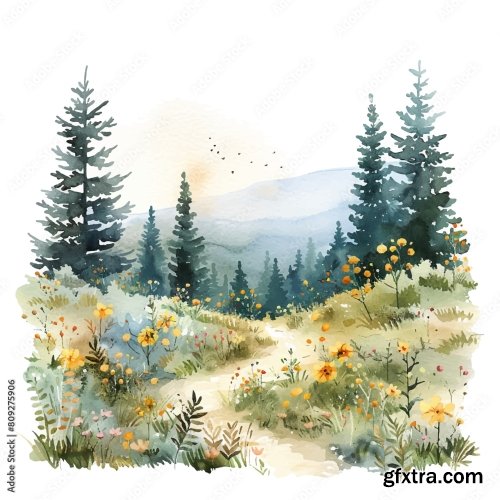 Watercolor Vector Illustration 10 25xAI