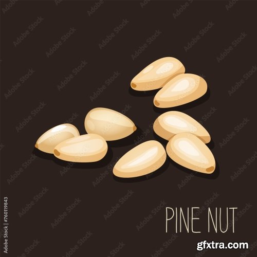 Vector Seamless Pattern With Nuts Collection 6xAI