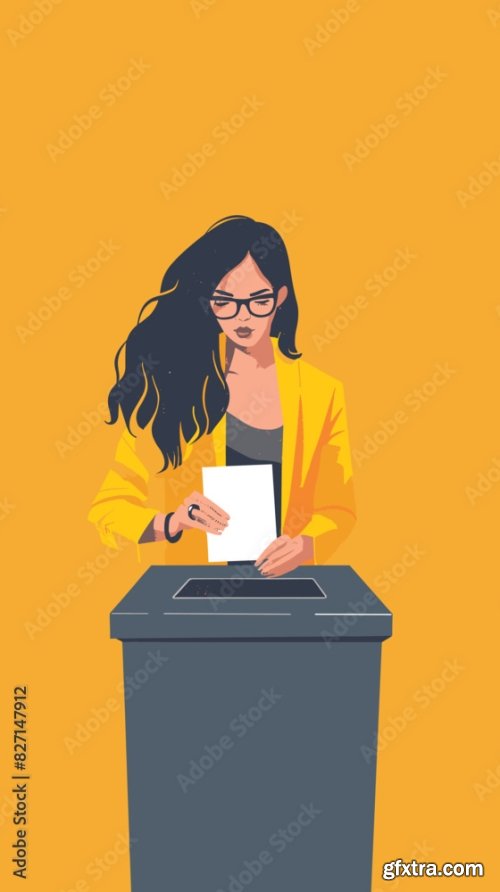 Woman Casting Vote In Ballot Box 6xAI