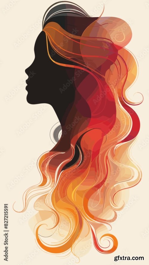 Abstract Female Silhouette With Blonde Hair 6xAI