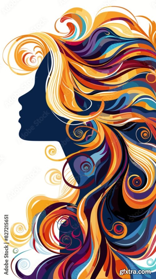 Abstract Female Silhouette With Blonde Hair 6xAI