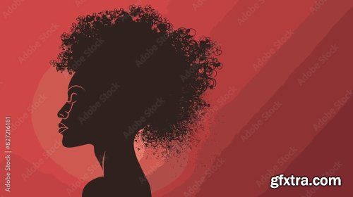 Abstract Silhouette Of Confident Black Woman With Curly Hair 6xAI