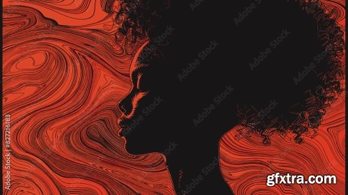 Abstract Silhouette Of Confident Black Woman With Curly Hair 6xAI