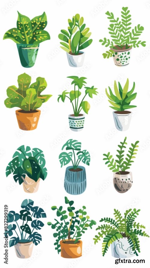 Decorative Houseplants Collection 6xAI