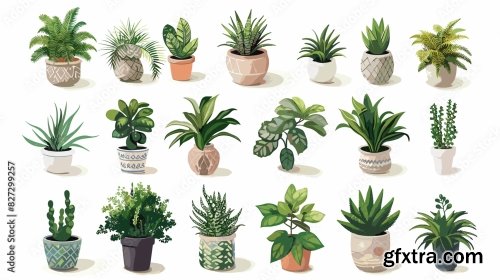 Decorative Houseplants Collection 6xAI