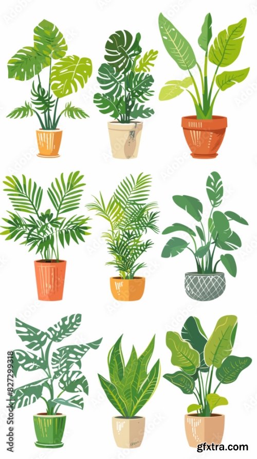 Decorative Houseplants Collection 6xAI