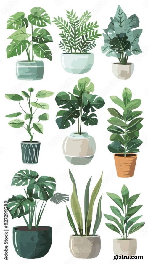 Decorative Houseplants Collection 6xAI