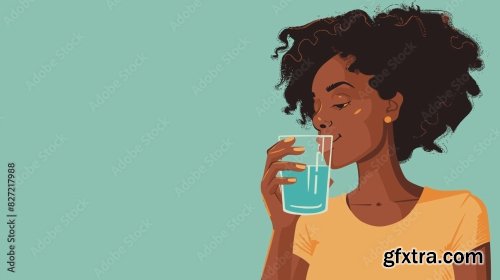 African American Woman Drinks Water 6xAI