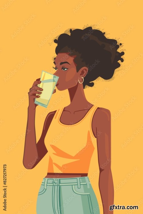 African American Woman Drinks Water 6xAI