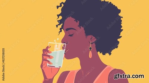 African American Woman Drinks Water 6xAI