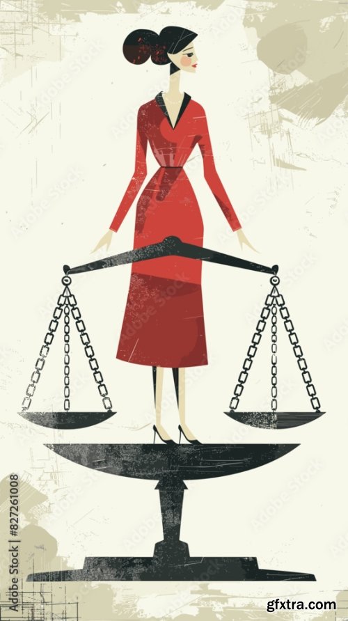 Businesswoman And Mother Balancing On Scales 6xAI