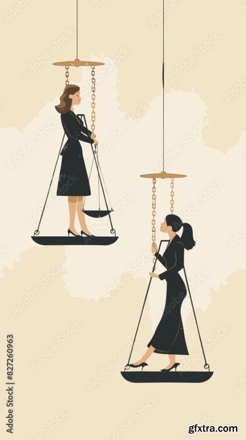 Businesswoman And Mother Balancing On Scales 6xAI