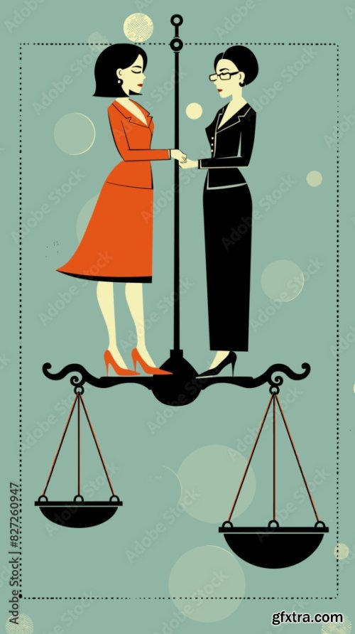 Businesswoman And Mother Balancing On Scales 6xAI