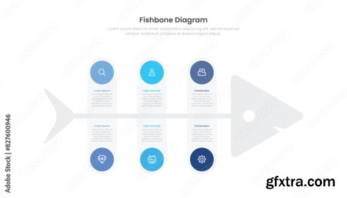 Fishbone Diagram Jigsaw Template Design 6xAI