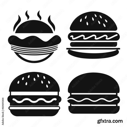 Set Of Burger Vector Icon 22xAI