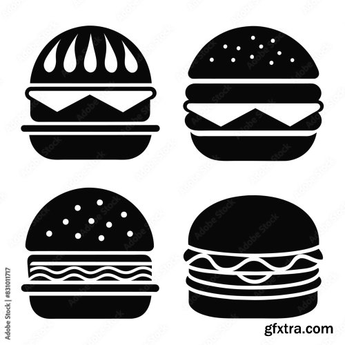 Set Of Burger Vector Icon 22xAI