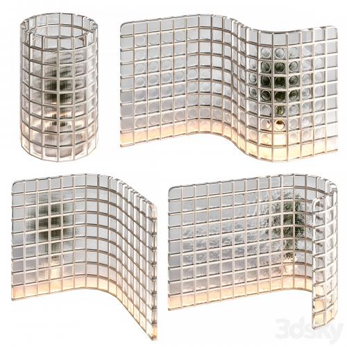 Glass blocks partition zig-zag