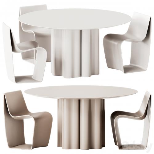 Saba Italia Teatro Magico Round Dining Table and MDF Italia Sign Matt Chair