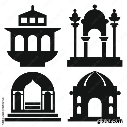 Set Of Atrium Hall Vector Icon 25xAI