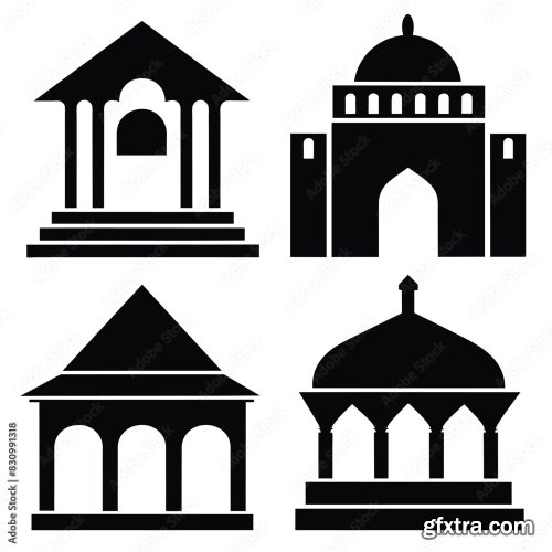 Set Of Atrium Hall Vector Icon 25xAI