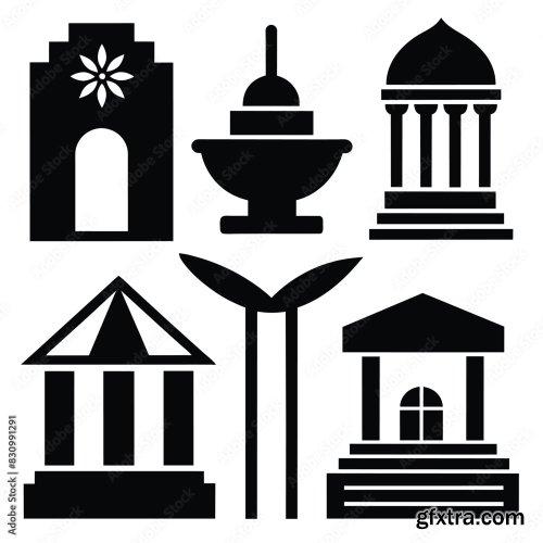 Set Of Atrium Hall Vector Icon 25xAI