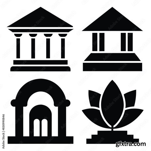 Set Of Atrium Hall Vector Icon 25xAI