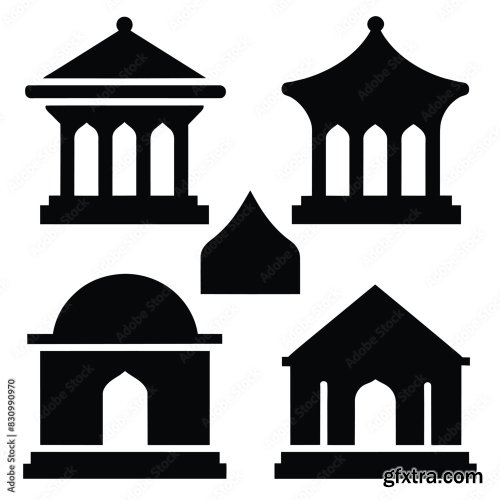 Set Of Atrium Hall Vector Icon 25xAI