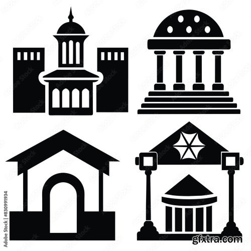 Set Of Atrium Hall Vector Icon 25xAI