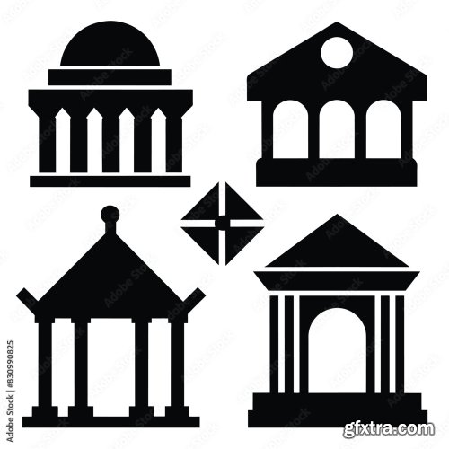 Set Of Atrium Hall Vector Icon 25xAI