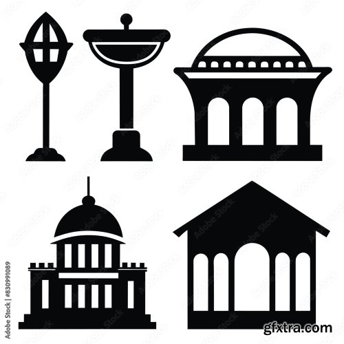 Set Of Atrium Hall Vector Icon 25xAI