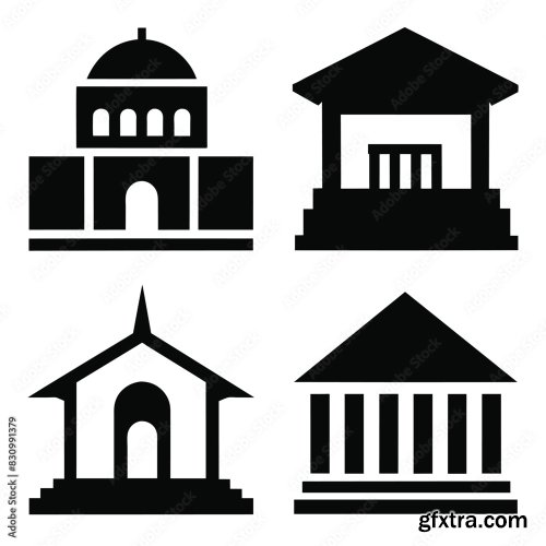 Set Of Atrium Hall Vector Icon 25xAI