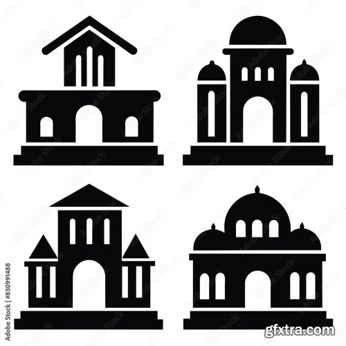 Set Of Atrium Hall Vector Icon 25xAI