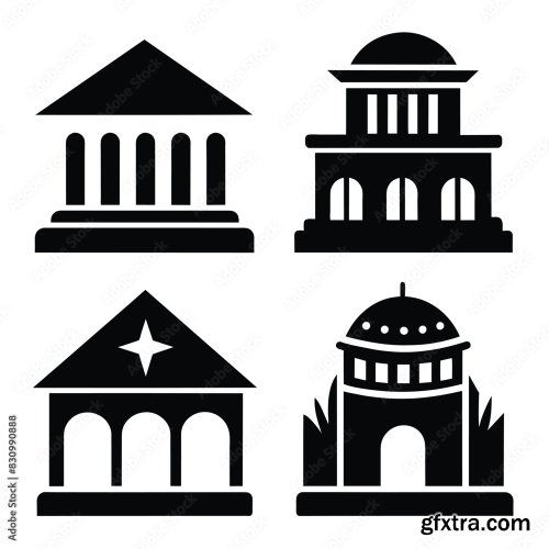 Set Of Atrium Hall Vector Icon 25xAI