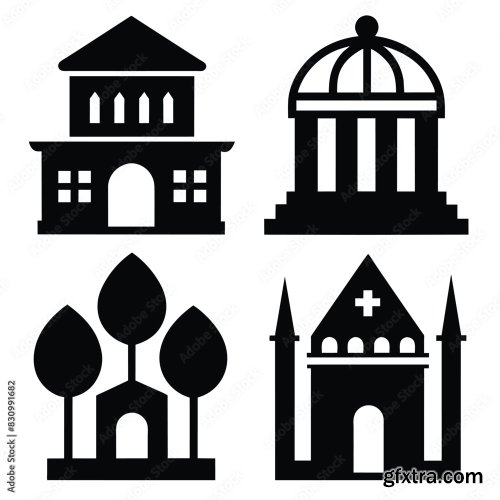 Set Of Atrium Hall Vector Icon 25xAI