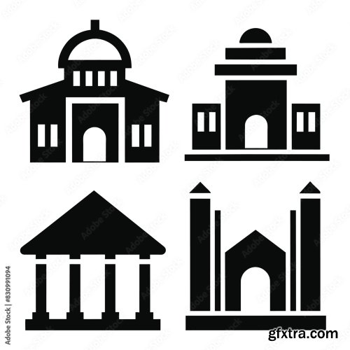 Set Of Atrium Hall Vector Icon 25xAI